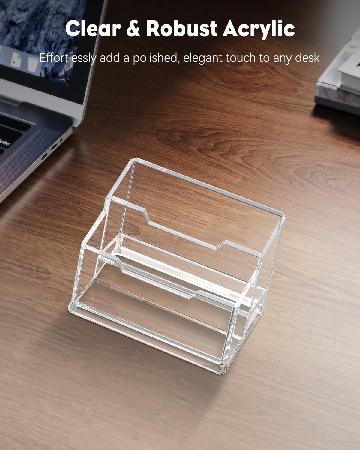 Acrylic Business Card Holder for Desk, 60 Card Capacity