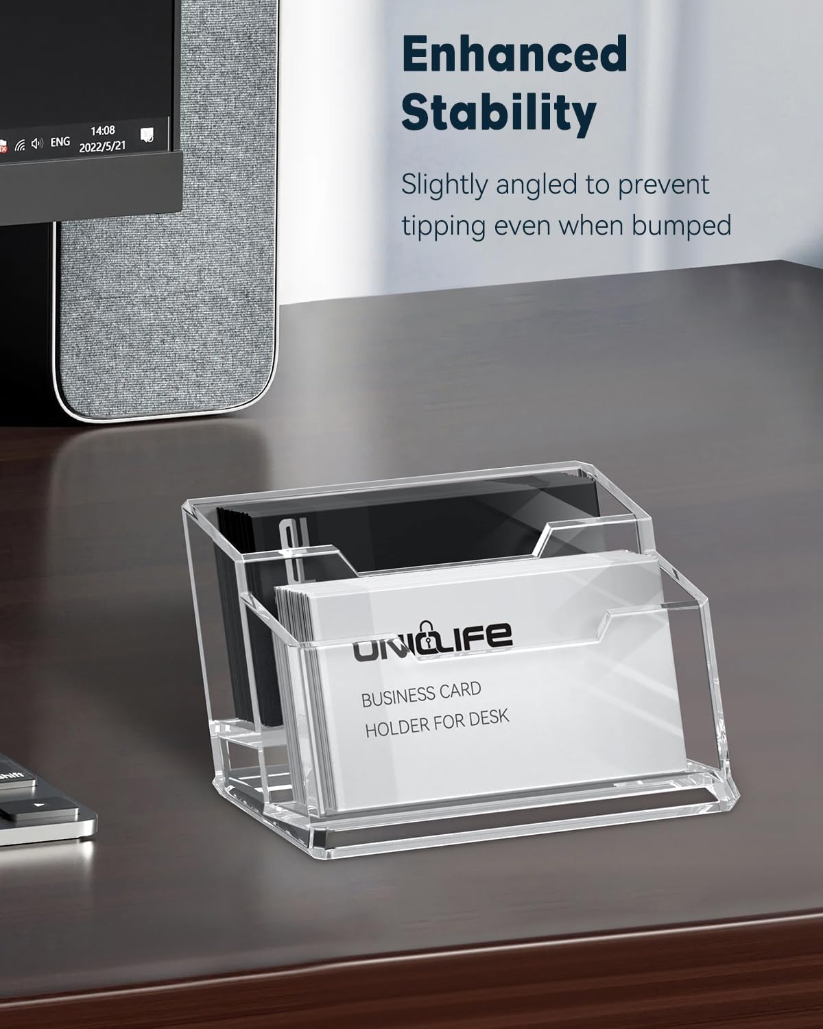 Acrylic Business Card Holder for Desk, 60 Card Capacity