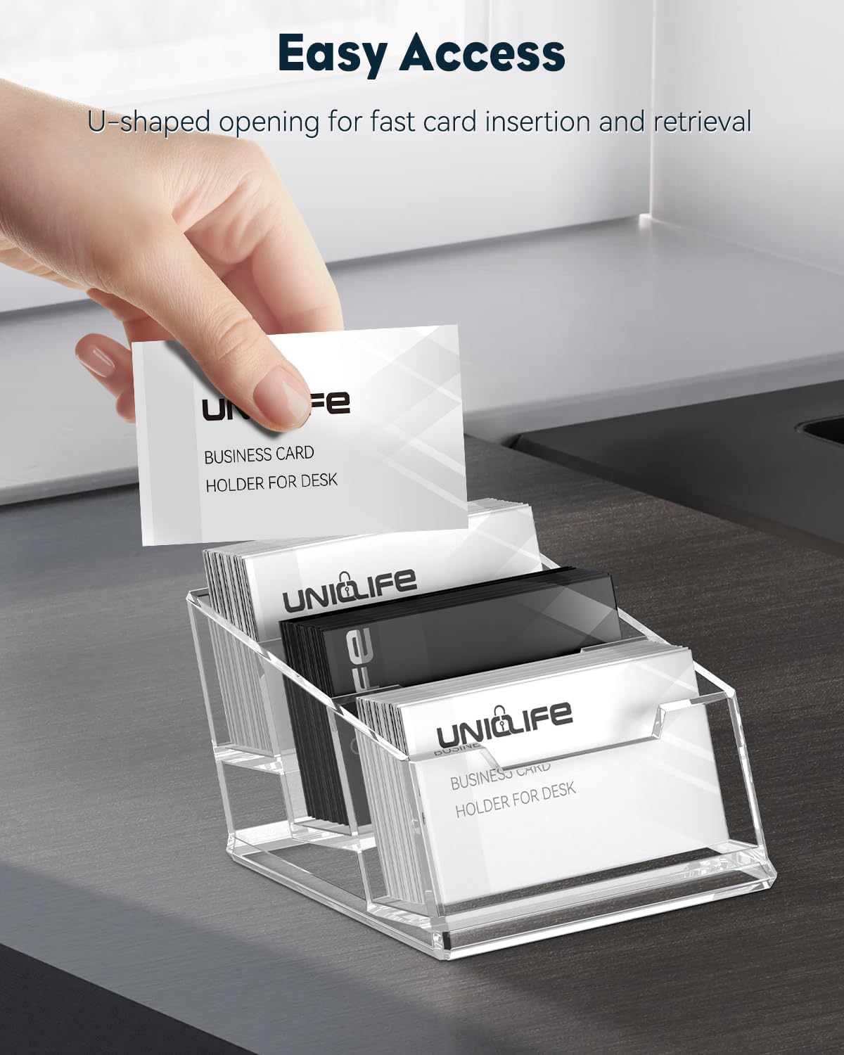Acrylic Business Card Holder for Desk, 60 Card Capacity