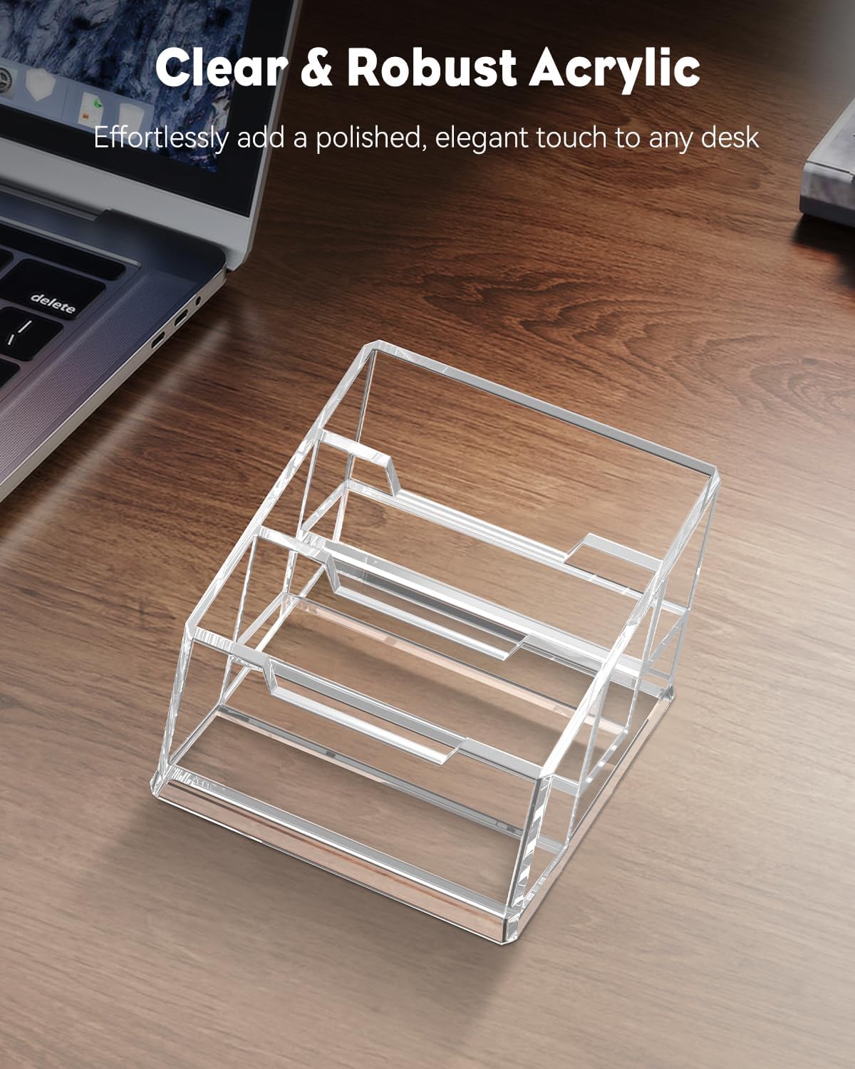 Acrylic Business Card Holder for Desk, 60 Card Capacity