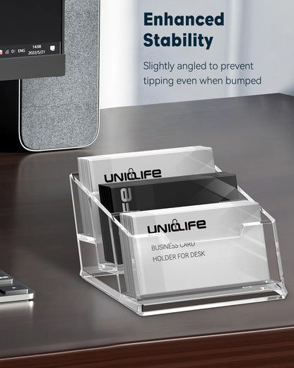 Acrylic Business Card Holder for Desk, 60 Card Capacity