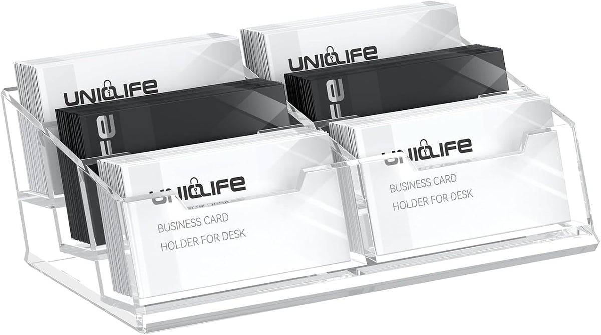 Acrylic Business Card Holder for Desk, 60 Card Capacity