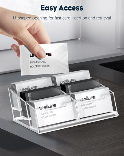 Acrylic Business Card Holder for Desk, 60 Card Capacity