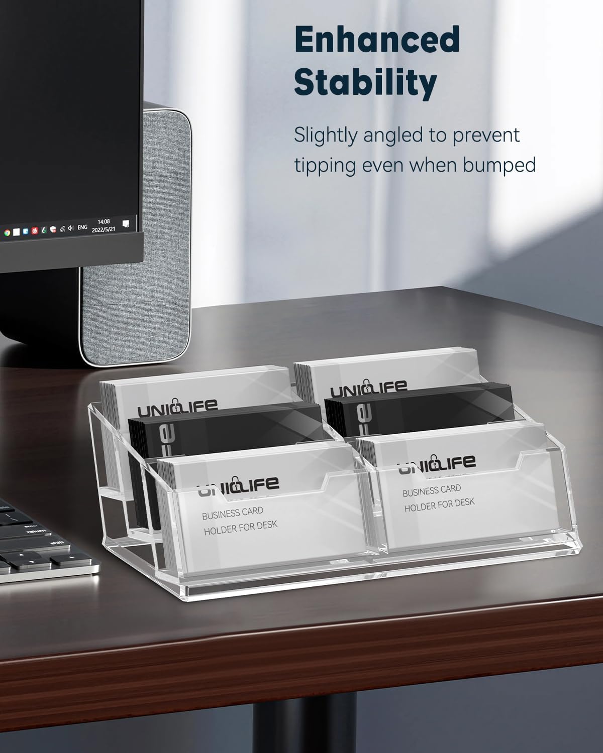 Acrylic Business Card Holder for Desk, 60 Card Capacity