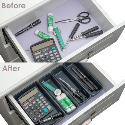 Drawer Organizer Tray, Interlocking Desk Drawer Organizer