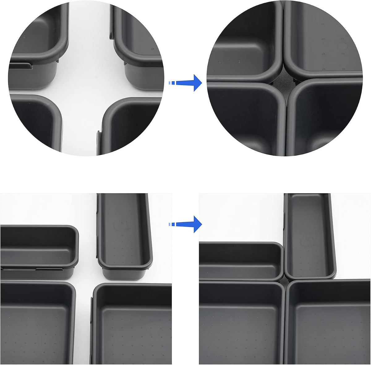 Drawer Organizer Tray, Interlocking Desk Drawer Organizer