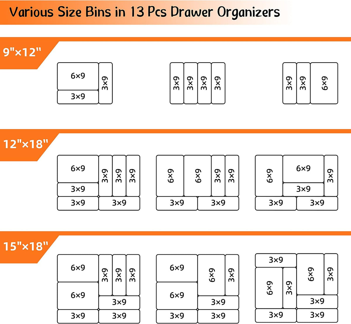 Drawer Organizer Tray, Interlocking Desk Drawer Organizer