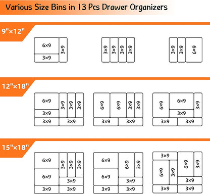 Drawer Organizer Tray, Interlocking Desk Drawer Organizer