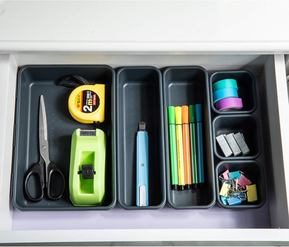 Drawer Organizer Tray, Interlocking Desk Drawer Organizer