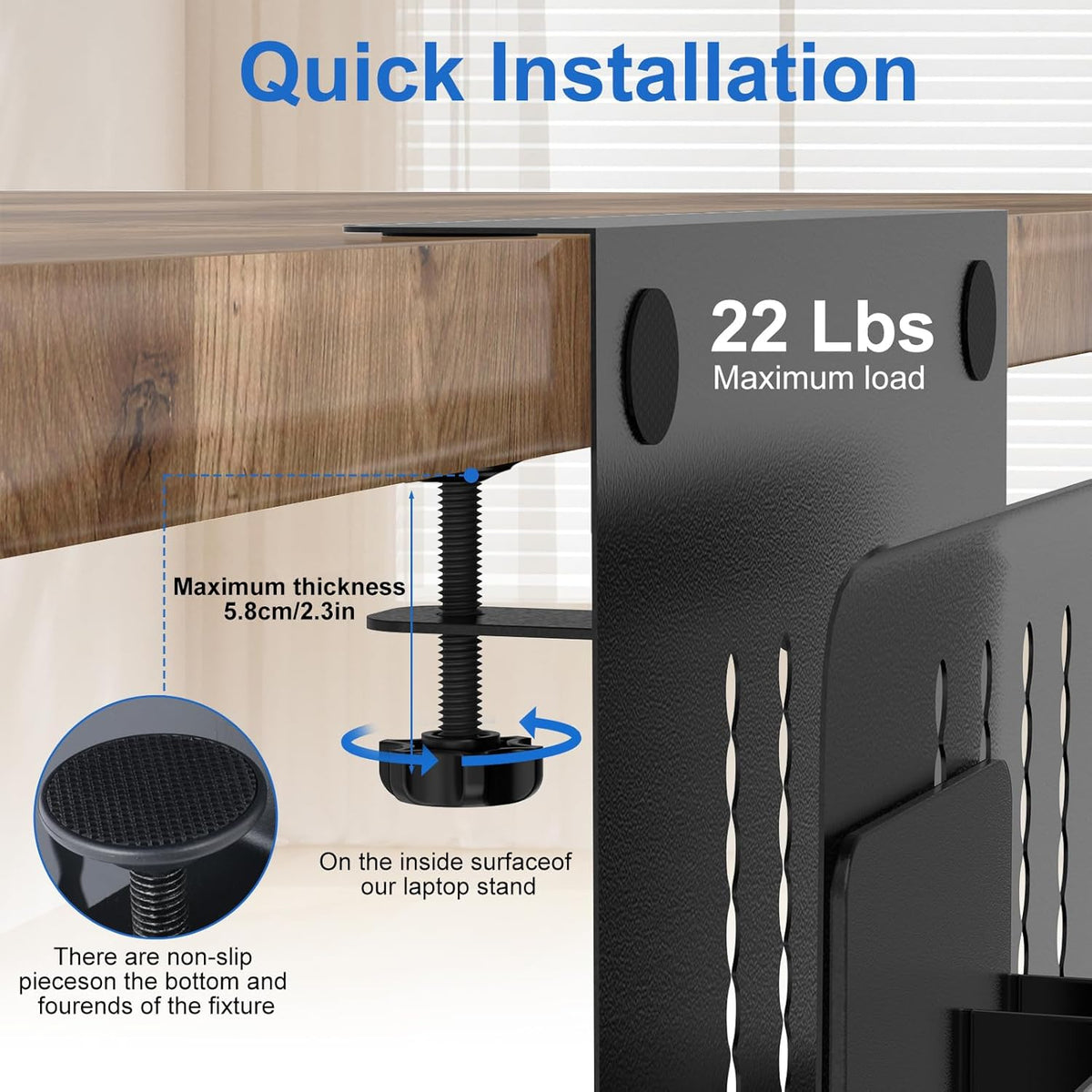 Desk Side Storage, Single-Layer Steel Hanging Desk Organizer with Magnetic Pen Holder, No Drilling Desk Drawer Cable Management Tray, Under Table Laptop Holder for Office, School&Home(Black)