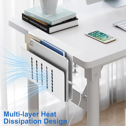 Desk Side Storage, Single-Layer Steel Hanging Desk Organizer with Magnetic Pen Holder, No Drilling Desk Drawer Cable Management Tray, Under Table Laptop Holder for Office, School&Home(Black)