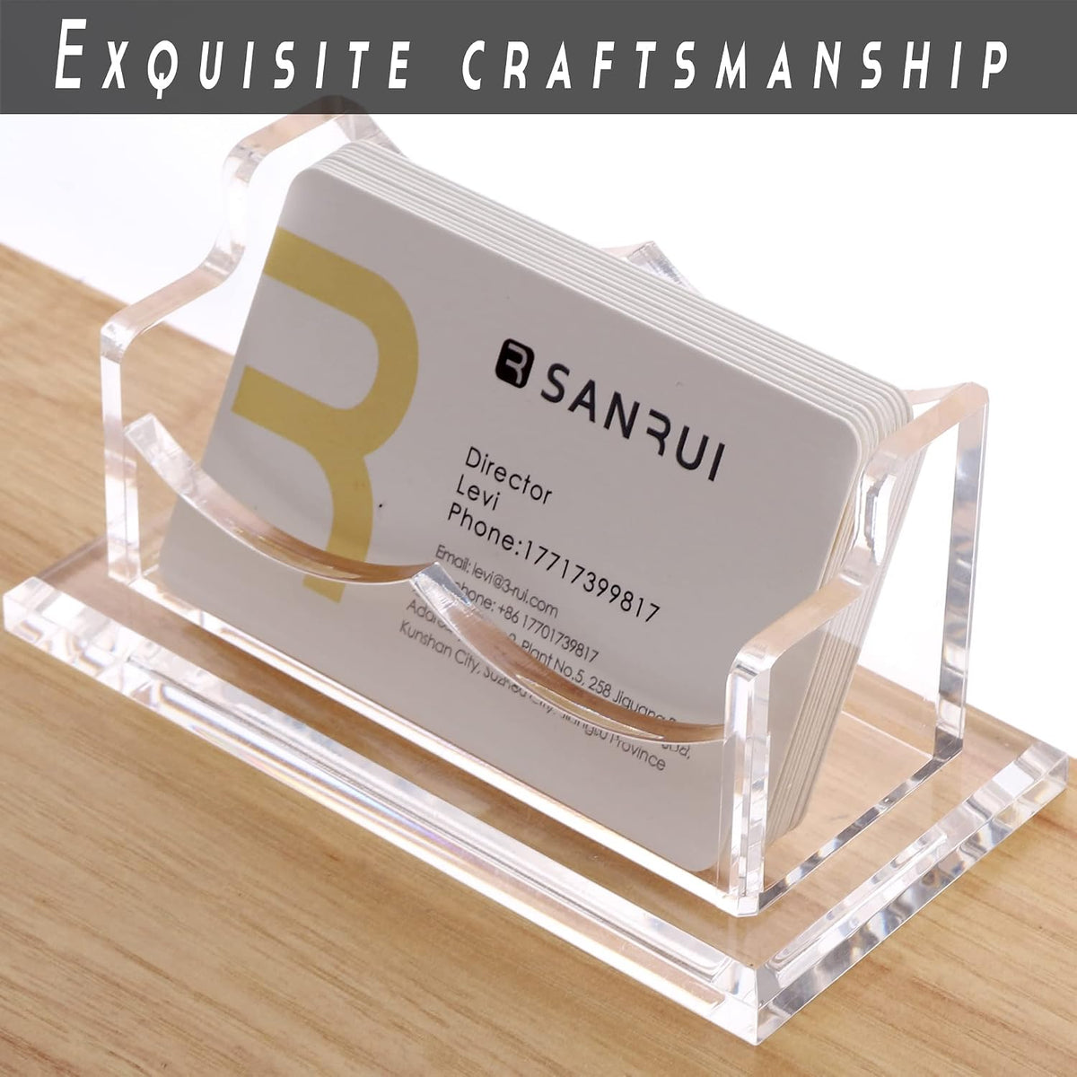 Acrylic Business Card Holder, Clear Desk Card Display Stand 1 Slot