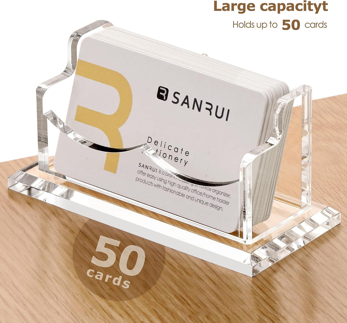 Acrylic Business Card Holder, Clear Desk Card Display Stand 1 Slot