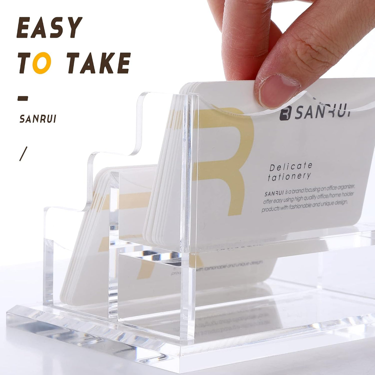 Acrylic Business Card Holder, Clear Desk Card Display Stand 1 Slot