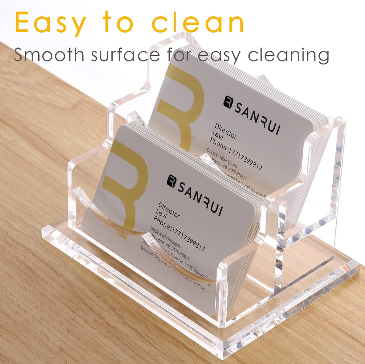 Acrylic Business Card Holder, Clear Desk Card Display Stand 1 Slot