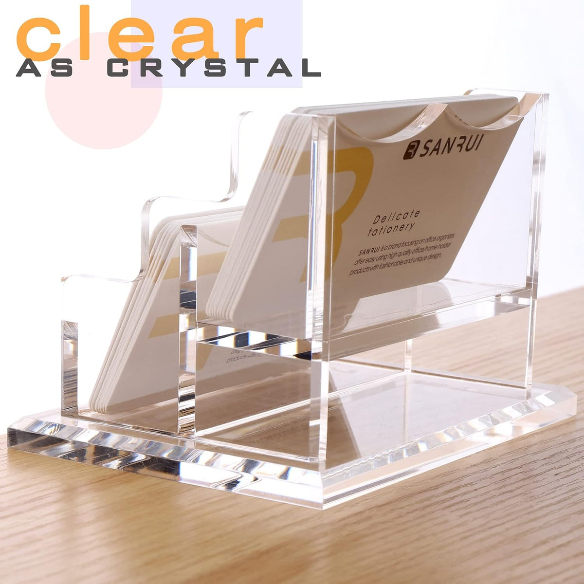 Acrylic Business Card Holder, Clear Desk Card Display Stand 1 Slot
