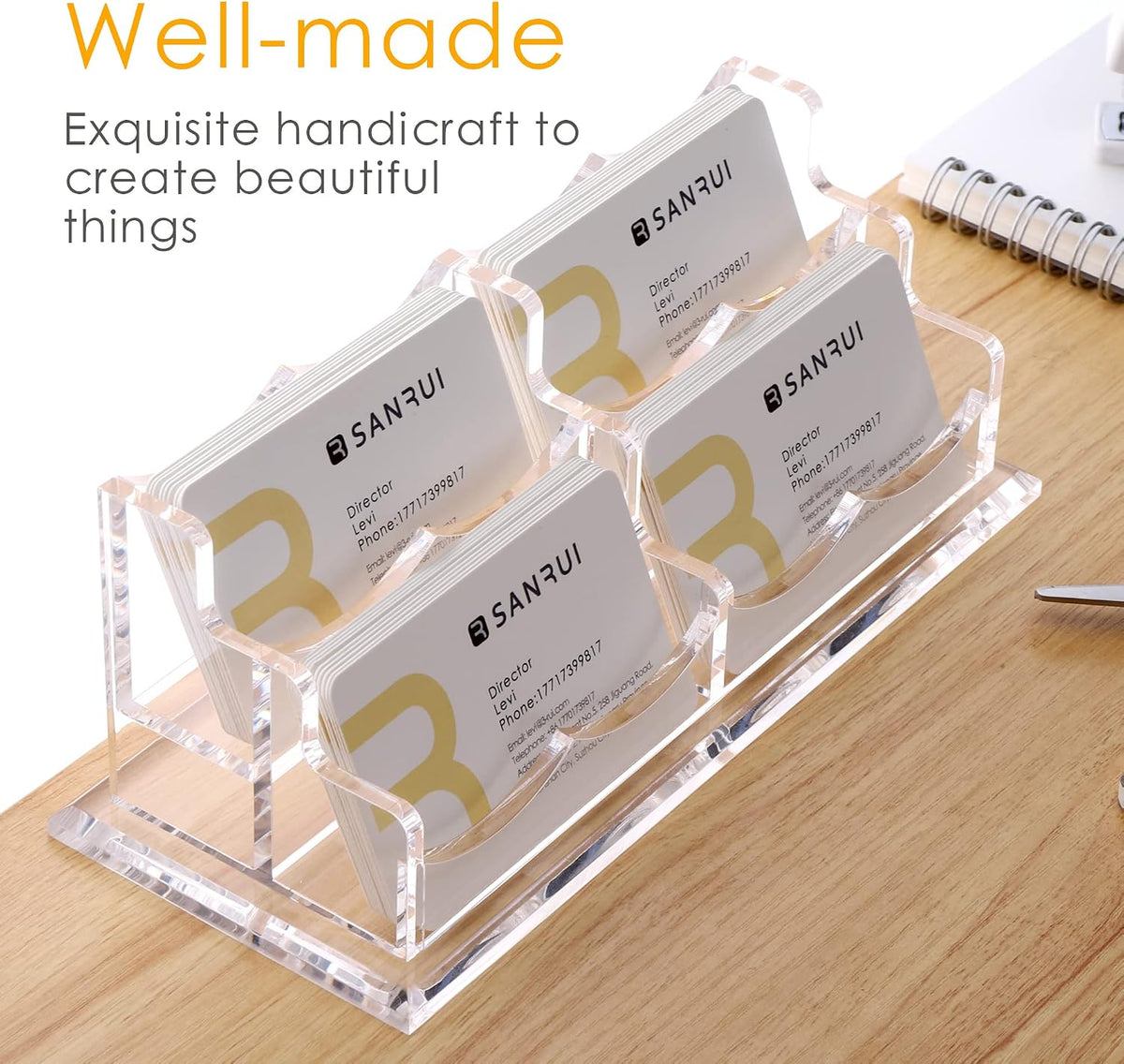 Acrylic Business Card Holder, Clear Desk Card Display Stand 1 Slot