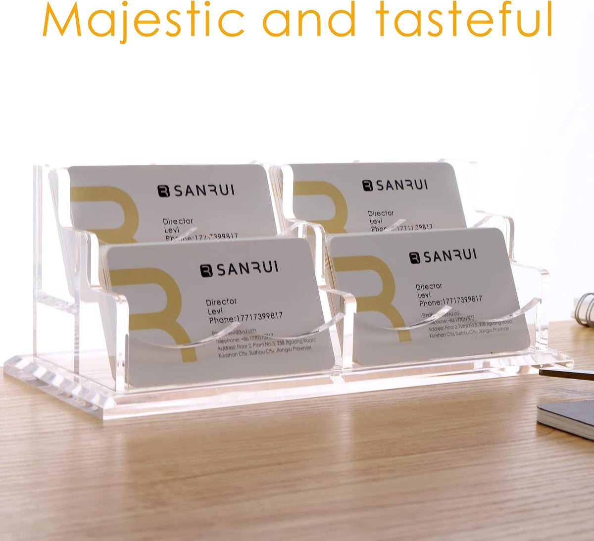 Acrylic Business Card Holder, Clear Desk Card Display Stand 1 Slot