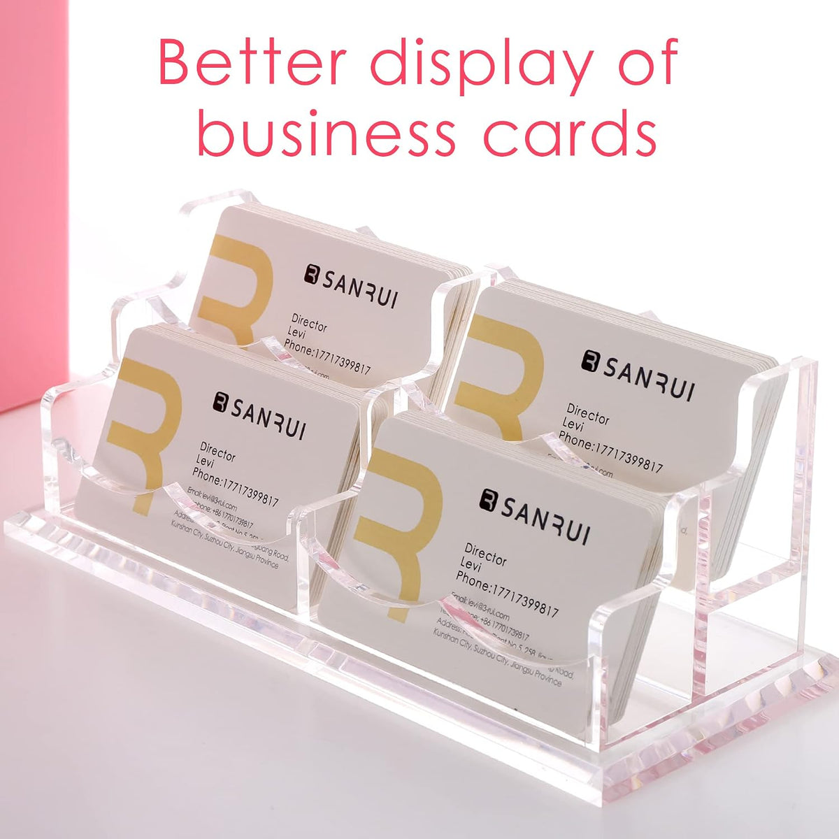 Acrylic Business Card Holder, Clear Desk Card Display Stand 1 Slot