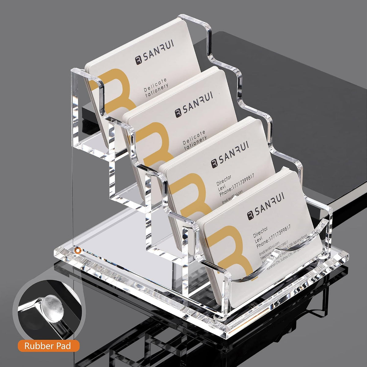 Acrylic Business Card Holder, Clear Desk Card Display Stand 1 Slot