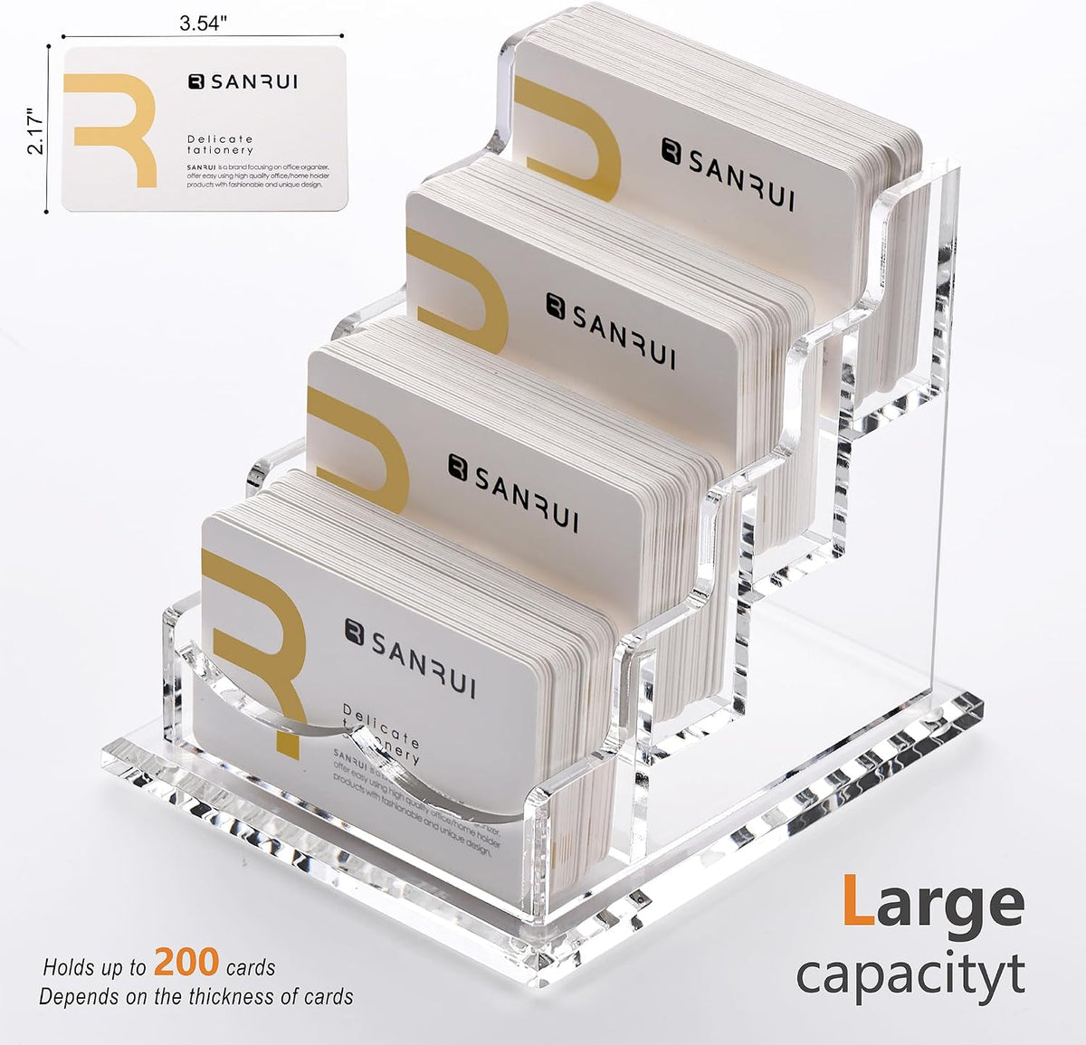 Acrylic Business Card Holder, Clear Desk Card Display Stand 1 Slot