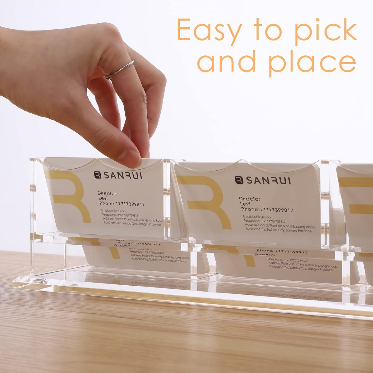 Acrylic Business Card Holder, Clear Desk Card Display Stand 1 Slot