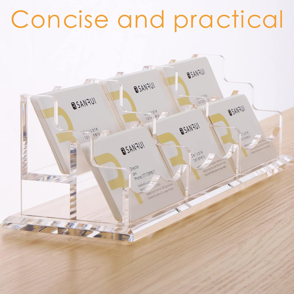 Acrylic Business Card Holder, Clear Desk Card Display Stand 1 Slot