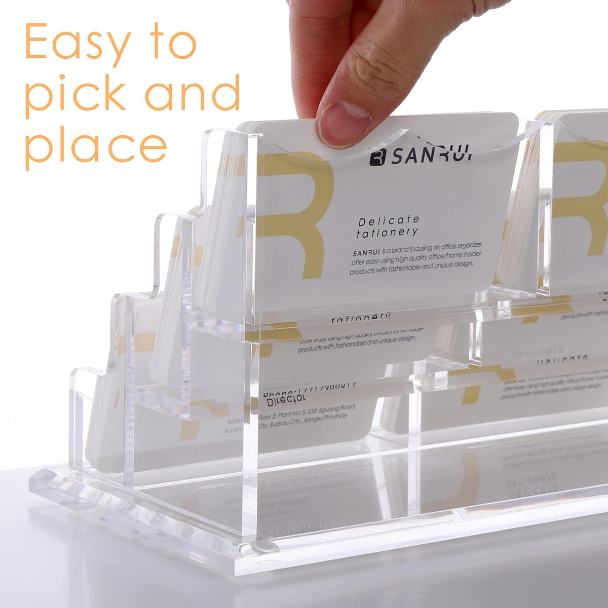 Acrylic Business Card Holder, Clear Desk Card Display Stand 1 Slot