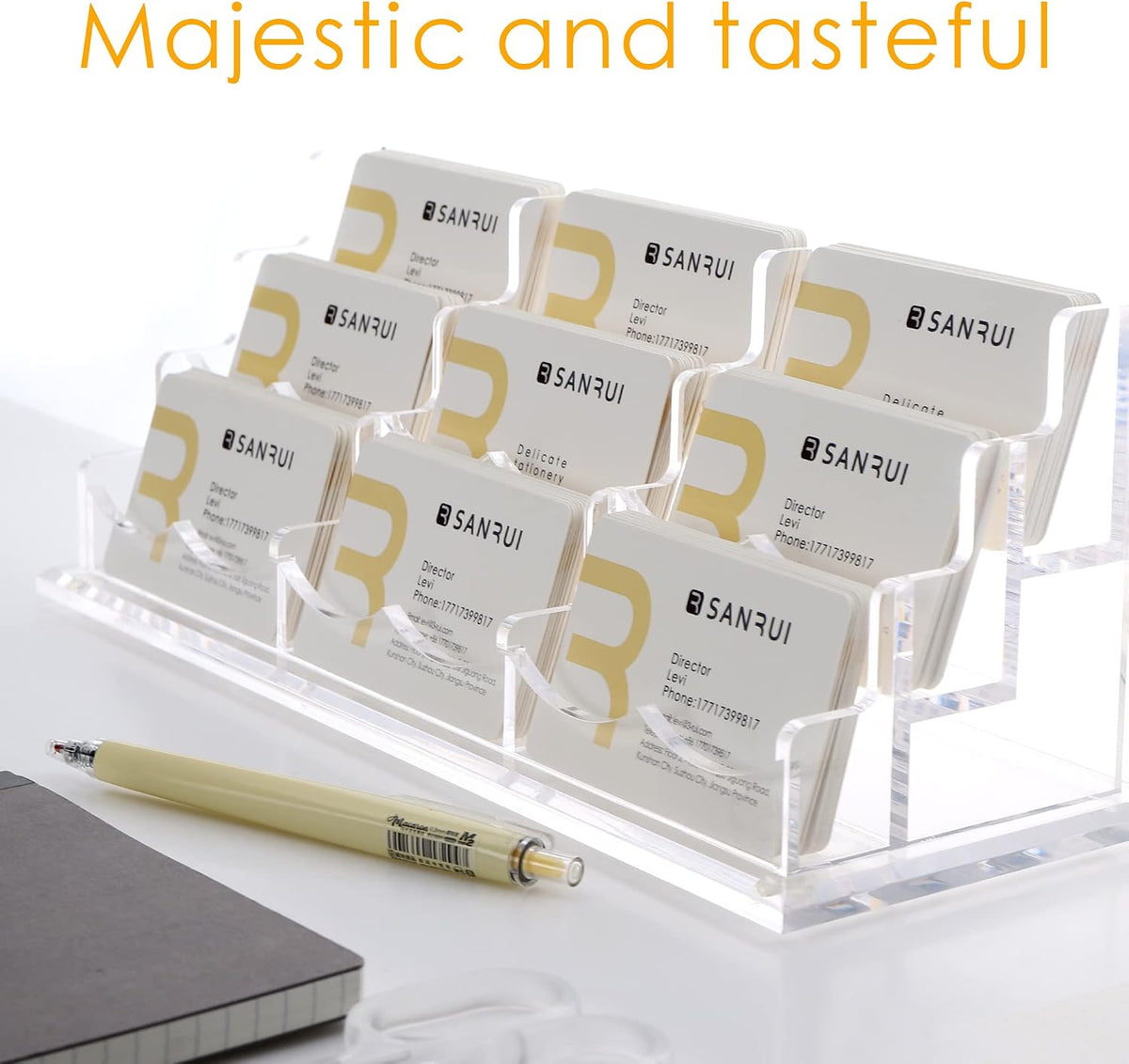 Acrylic Business Card Holder, Clear Desk Card Display Stand 1 Slot