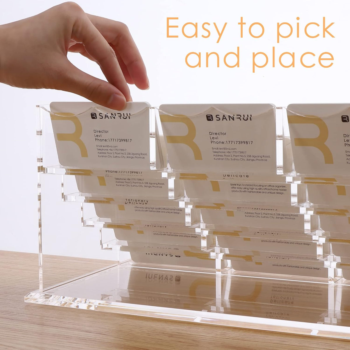 Acrylic Business Card Holder, Clear Desk Card Display Stand 1 Slot