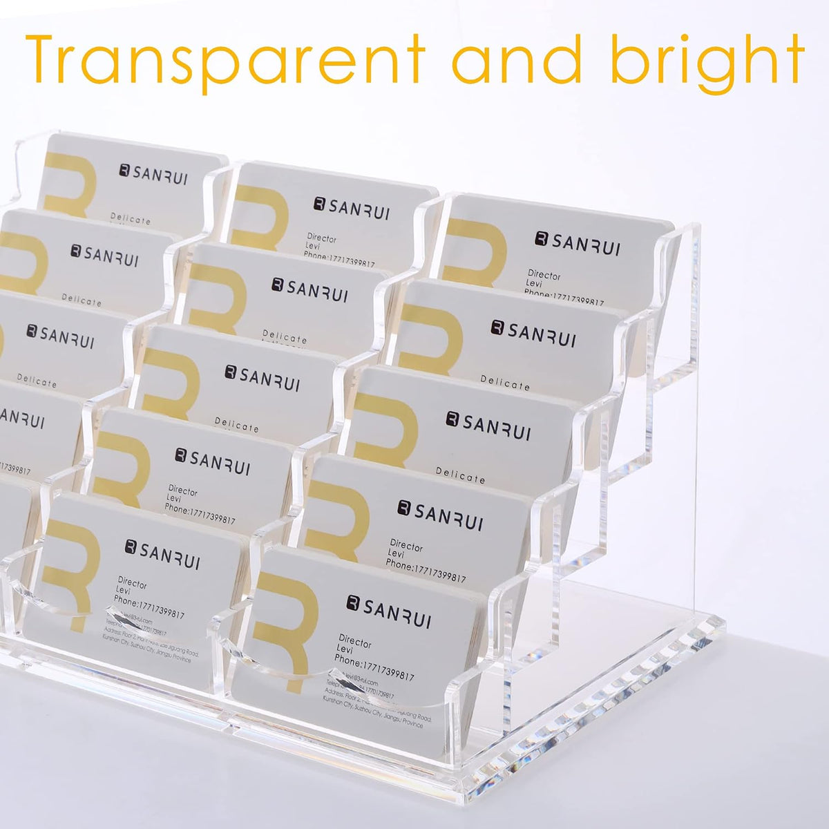 Acrylic Business Card Holder, Clear Desk Card Display Stand 1 Slot