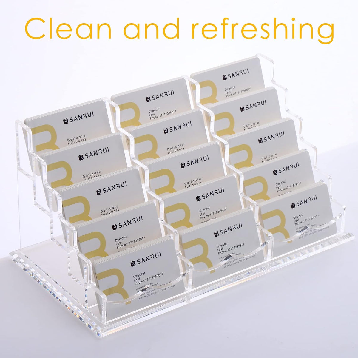 Acrylic Business Card Holder, Clear Desk Card Display Stand 1 Slot