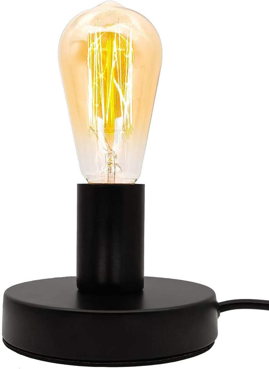 Industrial Table Lamp Base E26/E27 Ceramic Base Holder, Vintage Small Desk Lamp with Plug in Cord On/Off Switch Edison Lamp for Home Lighting Decor (Small)