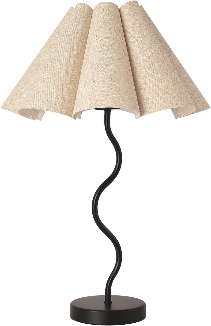 Small Table Lamp, Bedside Nightstand Lamp with Umbrella Form Fabric Lampshade Black Base, Morden Mini Desk Lamp for Bedroom Home Office Decor