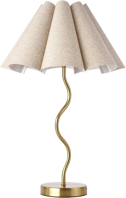 Small Table Lamp, Bedside Nightstand Lamp with Umbrella Form Fabric Lampshade Black Base, Morden Mini Desk Lamp for Bedroom Home Office Decor