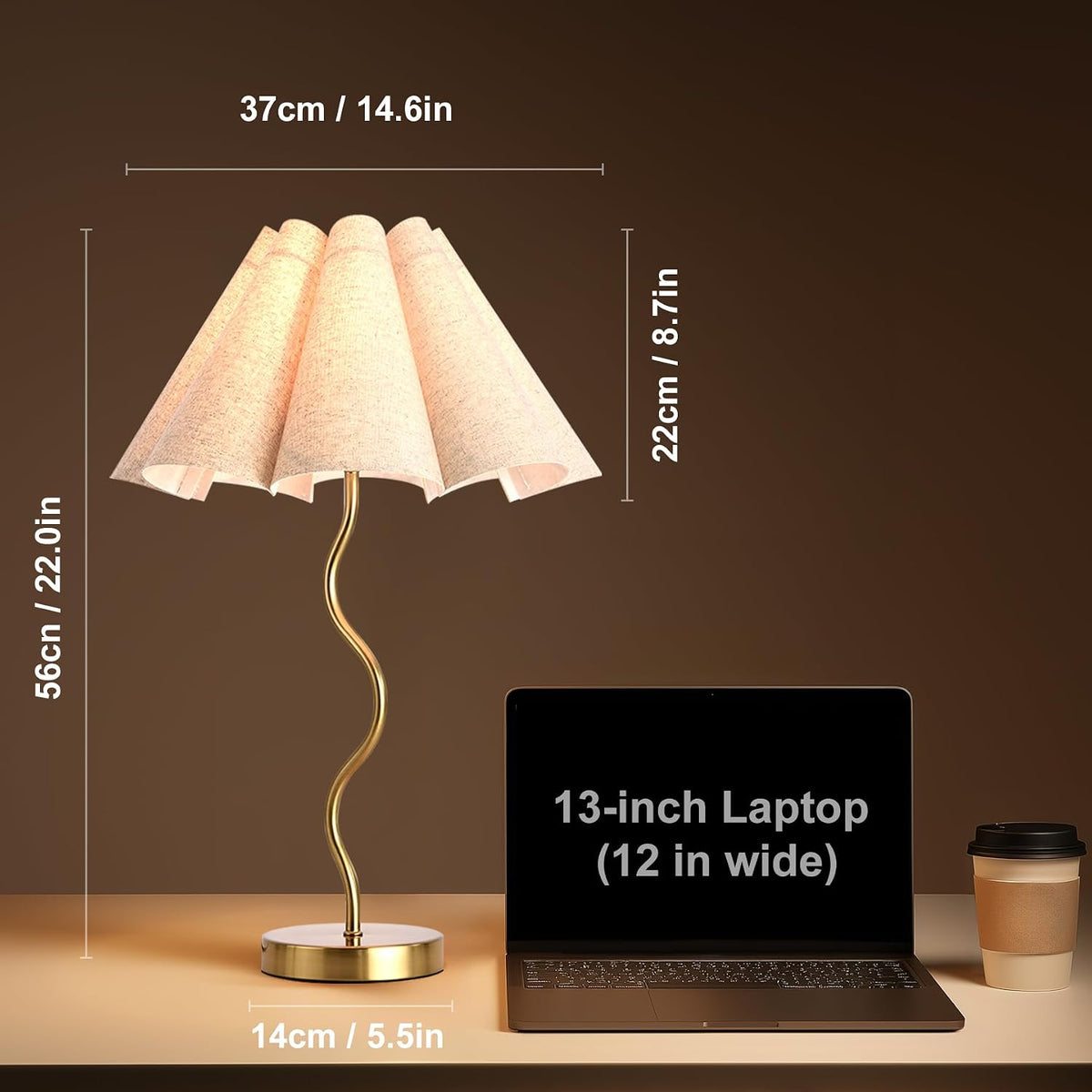 Small Table Lamp, Bedside Nightstand Lamp with Umbrella Form Fabric Lampshade Black Base, Morden Mini Desk Lamp for Bedroom Home Office Decor
