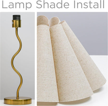 Small Table Lamp, Bedside Nightstand Lamp with Umbrella Form Fabric Lampshade Black Base, Morden Mini Desk Lamp for Bedroom Home Office Decor