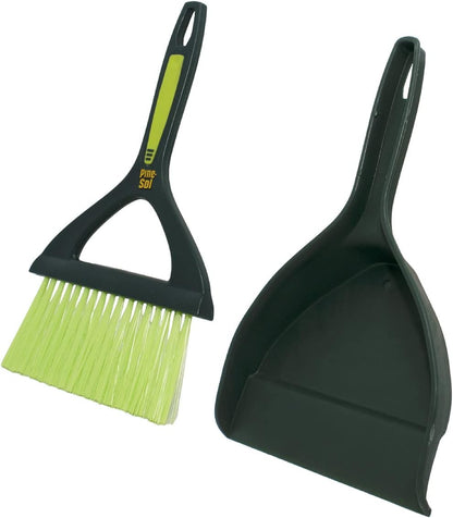 Mini Dustpan and Brush Set | Nesting Snap-On Design | Portable, Compact Dust Pan and Hand Broom for Cleaning, Green
