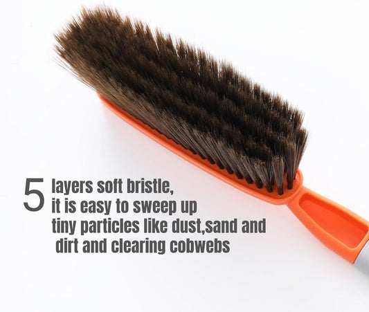 1 Pack 15" Hand Broom Brush,Soft Bristle Cleaning Brush,Counter Brush, Crumb Debris Sweeping Brush,Dusting Brush,Comfort for Car Bed Couch Desk Sofa Furniture Clothes,Small Particles Hair Remover