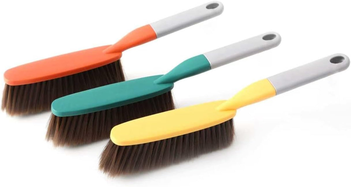 1 Pack 15" Hand Broom Brush,Soft Bristle Cleaning Brush,Counter Brush, Crumb Debris Sweeping Brush,Dusting Brush,Comfort for Car Bed Couch Desk Sofa Furniture Clothes,Small Particles Hair Remover