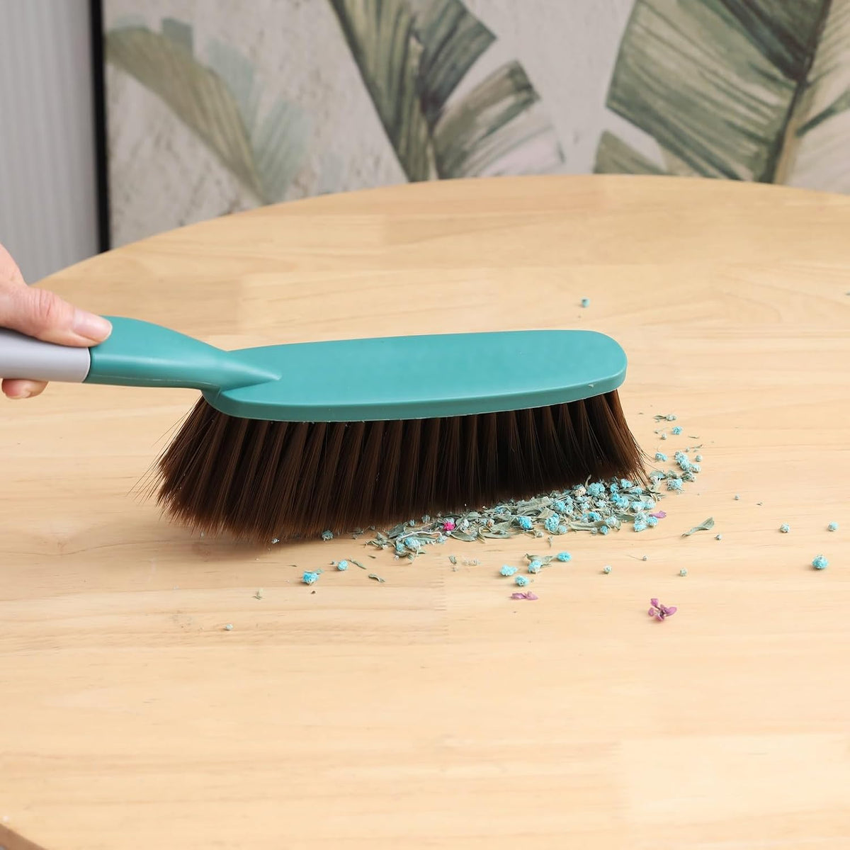 1 Pack 15" Hand Broom Brush,Soft Bristle Cleaning Brush,Counter Brush, Crumb Debris Sweeping Brush,Dusting Brush,Comfort for Car Bed Couch Desk Sofa Furniture Clothes,Small Particles Hair Remover