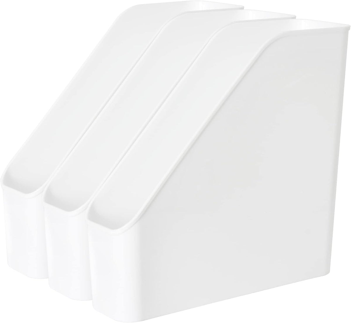 3 Pack File Folder Bin Storage, Plastic File Folder Bin Organizer with Handle (White)
