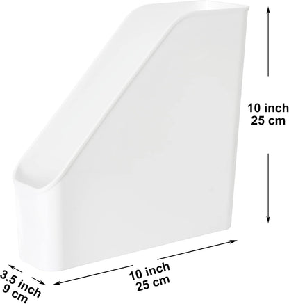 3 Pack File Folder Bin Storage, Plastic File Folder Bin Organizer with Handle (White)