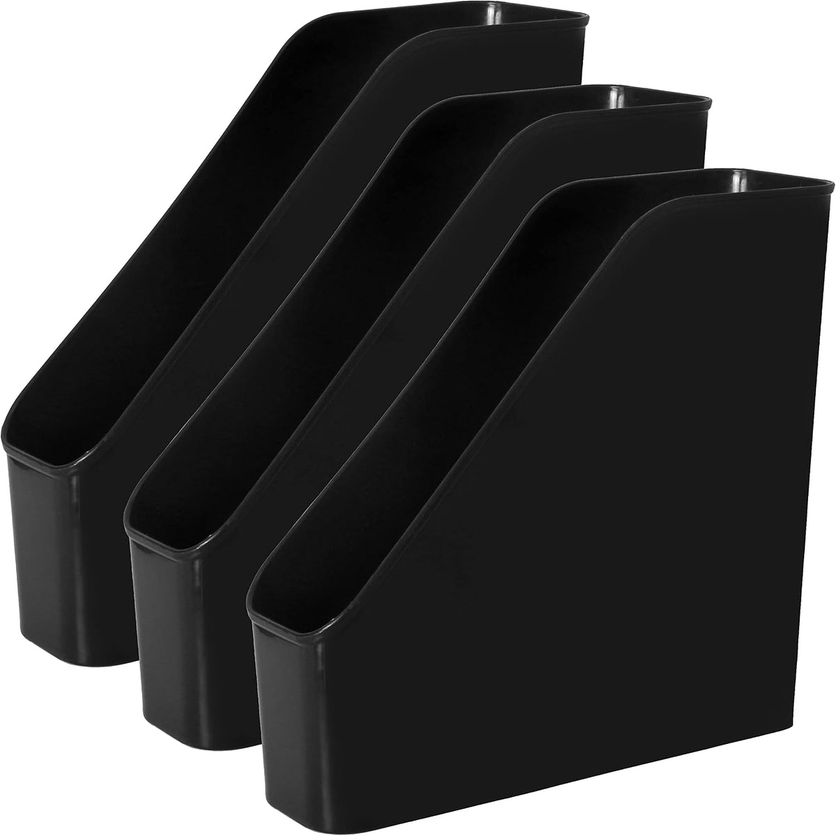 3 Pack File Folder Bin Storage, Plastic File Folder Bin Organizer with Handle (White)