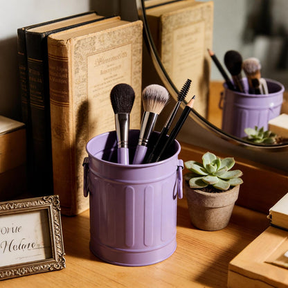 9 Pack Metal Pen Holder, Mini Pencil Bucket with Handle, Desktop Pencil Cup Makeup Brush Organizer, Desk Colorful Small Pails, Stationary Supplies Container for Office Classroom School Crafts
