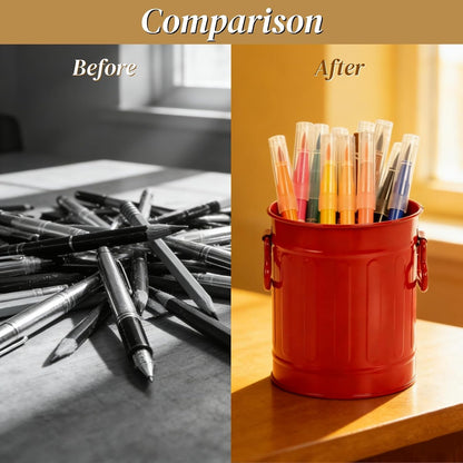 9 Pack Metal Pen Holder, Mini Pencil Bucket with Handle, Desktop Pencil Cup Makeup Brush Organizer, Desk Colorful Small Pails, Stationary Supplies Container for Office Classroom School Crafts