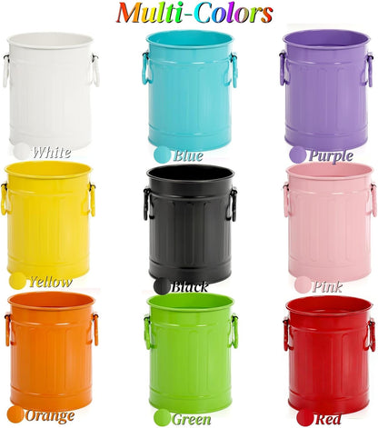 9 Pack Metal Pen Holder, Mini Pencil Bucket with Handle, Desktop Pencil Cup Makeup Brush Organizer, Desk Colorful Small Pails, Stationary Supplies Container for Office Classroom School Crafts