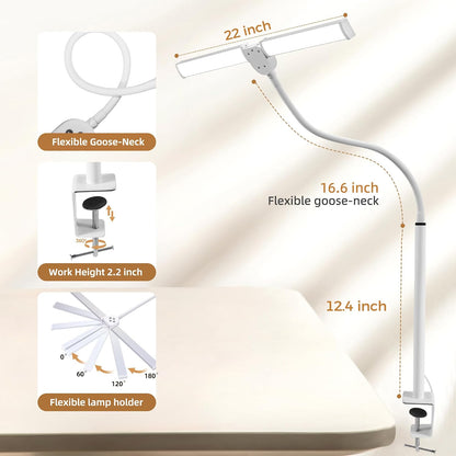 Led Desk Lamp for Home Office, Eye-Care Desk Light Clamp, Black