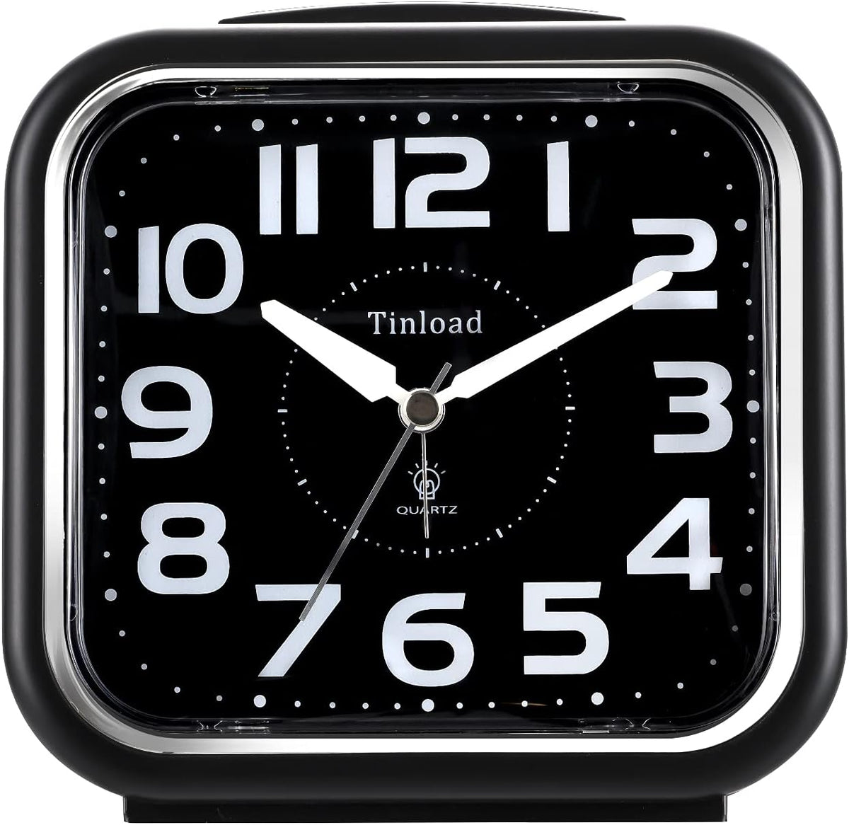 5.5" Large Analog Alarm Clock Silent Non Ticking, Gentle Wake, Beep Sounds, Increasing Volume, Battery Operated Snooze and Manual Light, Easy Set, Black (Best for Elder)