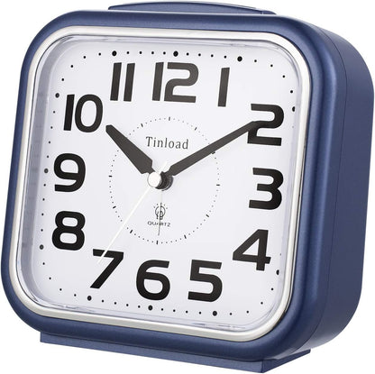 5.5" Large Analog Alarm Clock Silent Non Ticking, Gentle Wake, Beep Sounds, Increasing Volume, Battery Operated Snooze and Manual Light, Easy Set, Black (Best for Elder)